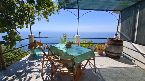 Property building, Patio, Day, Natural landscape, View (from property/room), Balcony/Terrace, Dining area, Sea view, Sea view