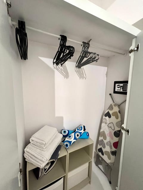 Bedroom, furniture, towels, wardrobe