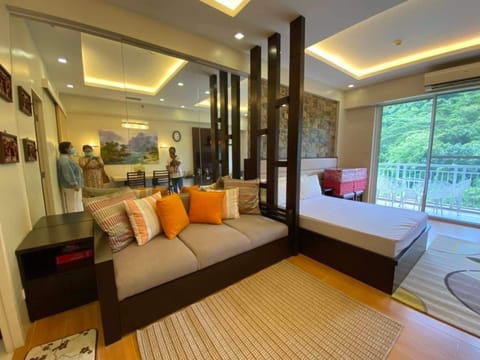 Bed, Living room, Seating area