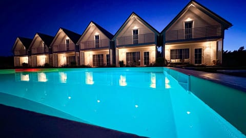 Property building, Night, Pool view, Swimming pool