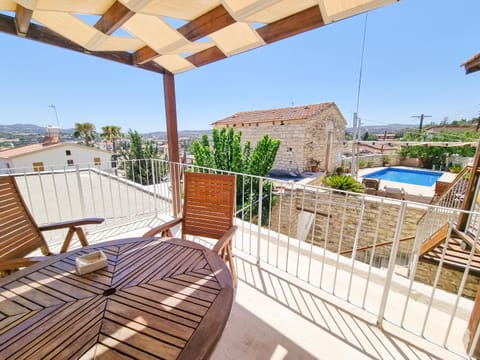 Property building, Patio, Natural landscape, View (from property/room), Balcony/Terrace, Pool view, Swimming pool