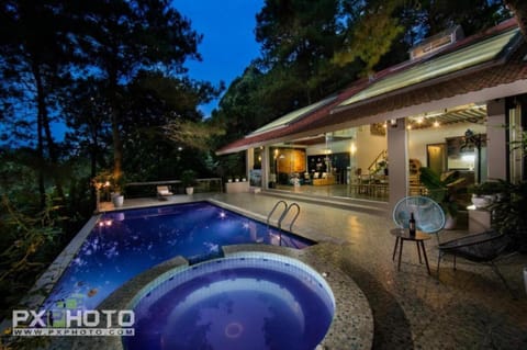 Property building, Night, Swimming pool