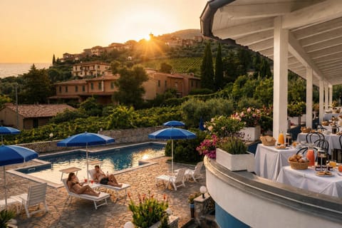 People, Natural landscape, Garden, Garden view, Mountain view, Pool view, Sea view, Swimming pool, sunbed