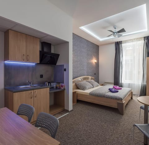 Bed, View (from property/room), Kitchen or kitchenette, Living room, Other, Photo of the whole room, Seating area, Bedroom, fireplace, minibar, soundproof, towels