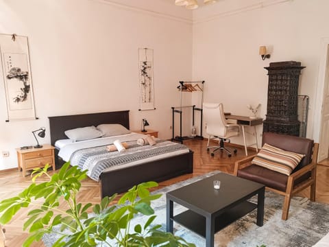 Bed, Living room, Photo of the whole room, Seating area, Bedroom