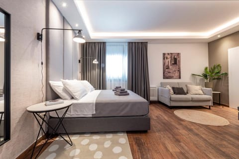 Bed, Living room, Photo of the whole room, Seating area, Bedroom