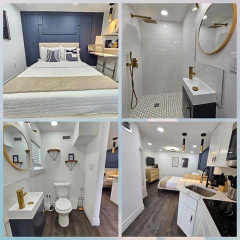 Shower, Toilet, Bed, Bathroom, Kitchen or kitchenette