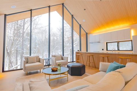 Property building, Winter, Kitchen or kitchenette, Living room