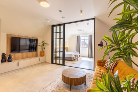 Communal lounge/ TV room, Bed, TV and multimedia, Living room, Photo of the whole room, Seating area, Bedroom