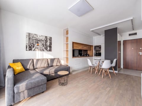 Kitchen or kitchenette, Living room, Seating area, Dining area