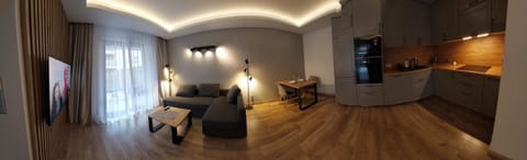 Kitchen or kitchenette, Living room, Seating area