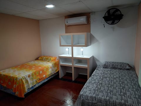 Bed, fireplace, air conditioner