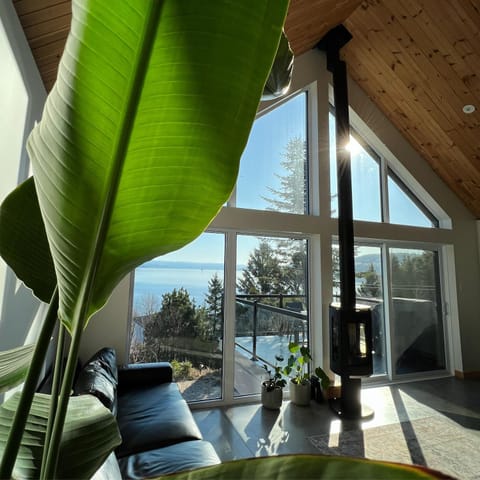 Natural landscape, Living room, Seating area, Lake view