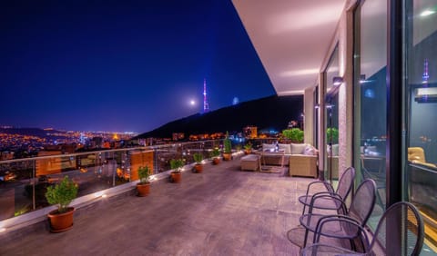 Night, Natural landscape, Balcony/Terrace, Seating area, City view, Landmark view, Mountain view