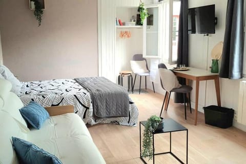 Bed, TV and multimedia, Living room, Photo of the whole room, Seating area, Bedroom