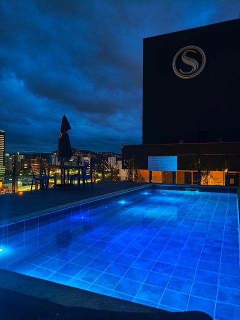 Night, Pool view, Swimming pool
