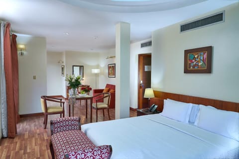Bed, TV and multimedia, Living room, Photo of the whole room, Seating area, Bedroom, hair dresser, air conditioner