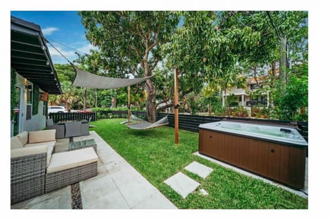 Patio, Hot Tub, Garden view, sunbed