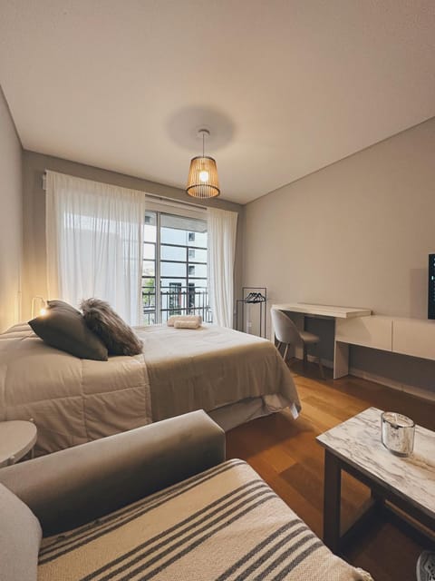 Bed, Seating area, Bedroom