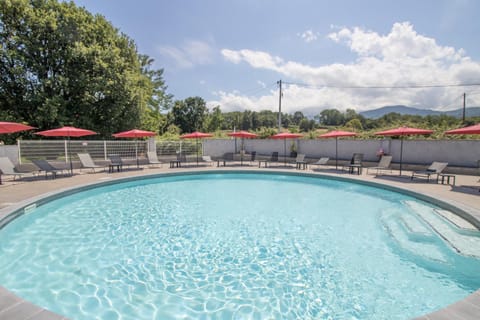 Property building, Living room, Swimming pool