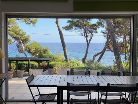 Patio, Natural landscape, View (from property/room), Dining area, Beach, Sea view, Family