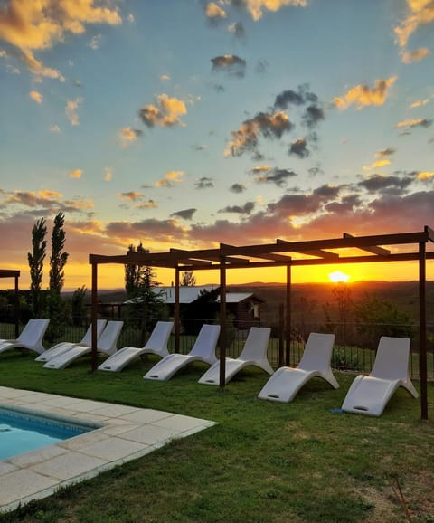 Natural landscape, Pool view, Swimming pool, Sunset, sunbed