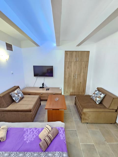 Bed, TV and multimedia, Living room, Seating area, Bedroom