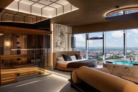 Bed, Living room, Photo of the whole room, Seating area, Bedroom