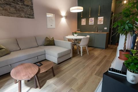 Kitchen or kitchenette, Living room, Seating area, Dining area