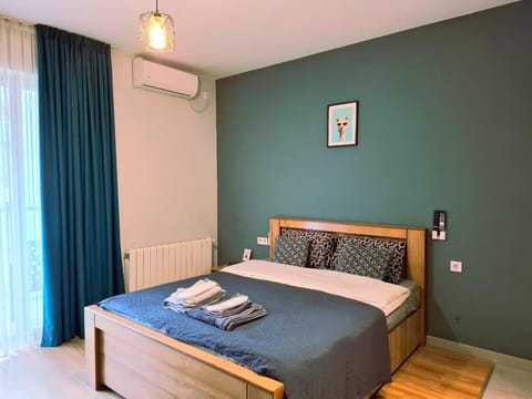 Bed, Photo of the whole room, Bedroom, internet, towels, air conditioner