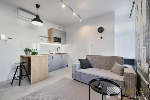 Kitchen or kitchenette, Living room, Seating area, oven, stove