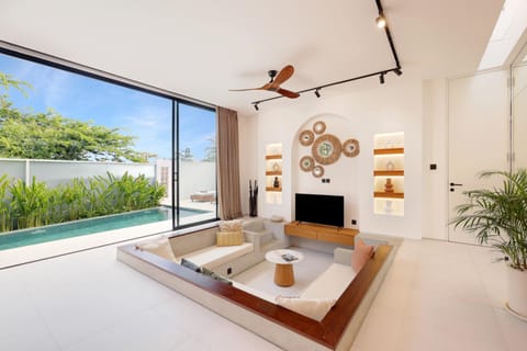 Day, Living room, Seating area, Pool view, Swimming pool