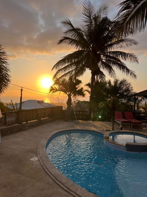 Pool view, Sea view, Swimming pool, Sunset