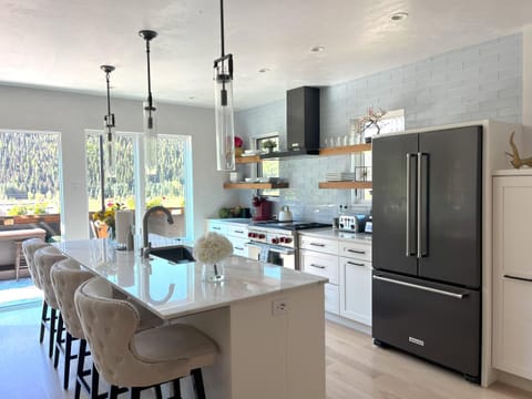 Kitchen or kitchenette, Dining area, dishwasher, minibar, pet friendly, stove