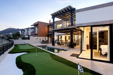 Property building, Patio, Natural landscape, Garden, Mountain view, Pool view, Swimming pool