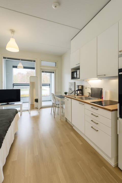 Coffee/tea facilities, Kitchen or kitchenette, Photo of the whole room, Dining area, Bedroom, stove, toaster