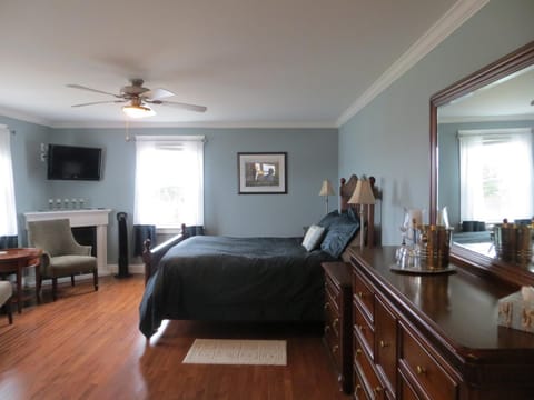 Bed, Photo of the whole room, Seating area, Bedroom, fireplace