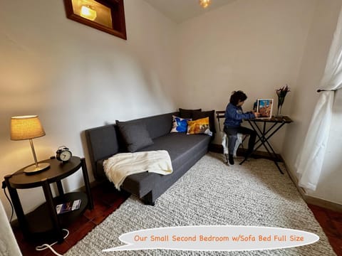 Bed, Seating area, Bedroom