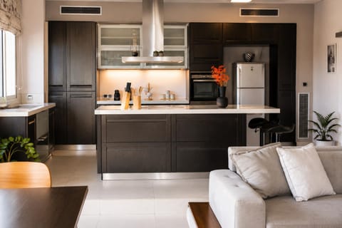 Kitchen or kitchenette, oven, stove