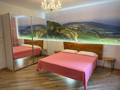 Bed, wardrobe