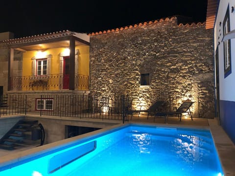 Property building, Night, Swimming pool
