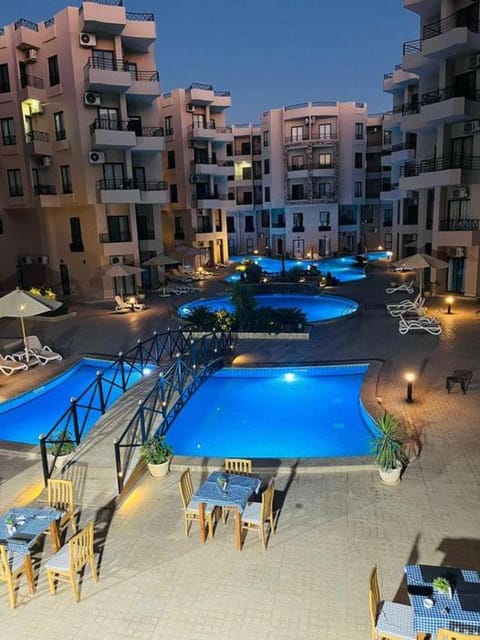 Night, Pool view, Swimming pool