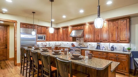 Dining area, microwave, storage, stove, kitchen