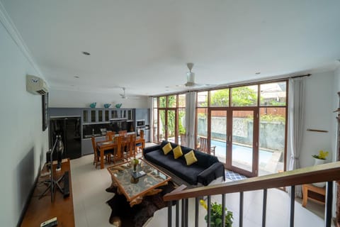 Patio, Living room, Seating area, Dining area, Pool view, Swimming pool