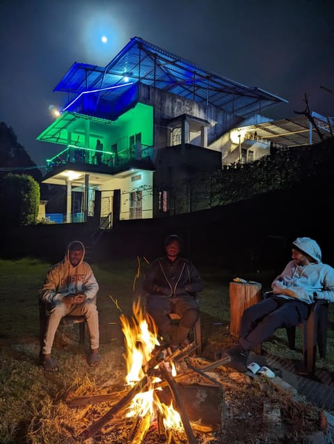 Property building, Patio, Night, People, BBQ facilities, group of guests