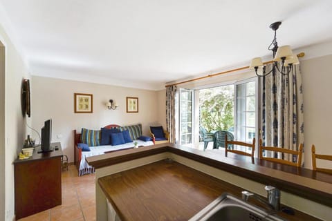 Bed, kitchen