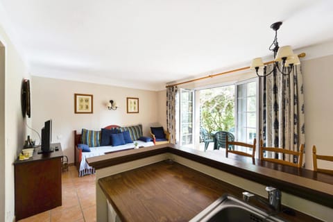 Bed, kitchen