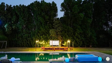 Night, Natural landscape, Garden, Garden view, Pool view, Swimming pool
