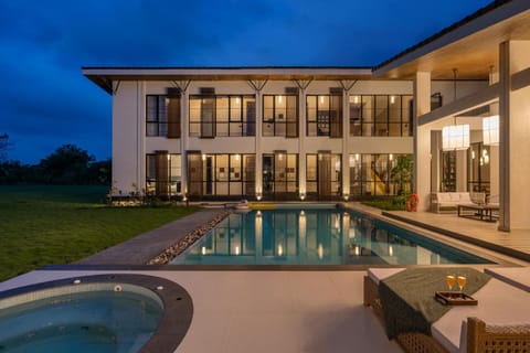 Property building, Night, Pool view, Swimming pool