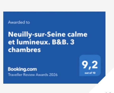 Neuilly-sur-Seine calme et lumineux. B&B. 3 chambres Bed and Breakfast in Levallois-Perret